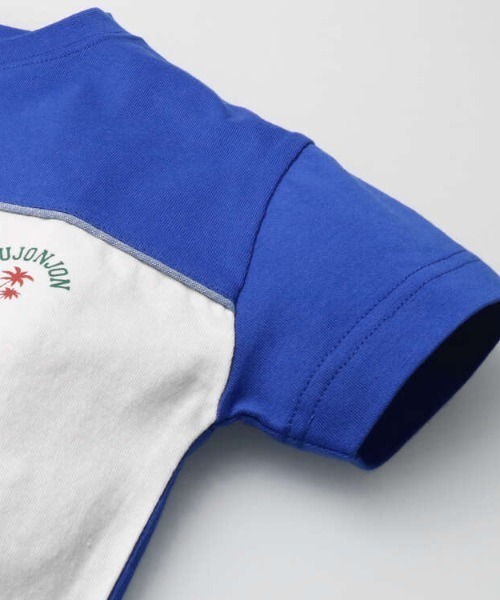 Moujonjon（ムージョンジョン）の「バイカラー切替半袖Tシャツ（Tシャツ/カットソー・キッズ・ブルー/イエロー・80/90/100/110/120/130/140）」の5枚目の写真
