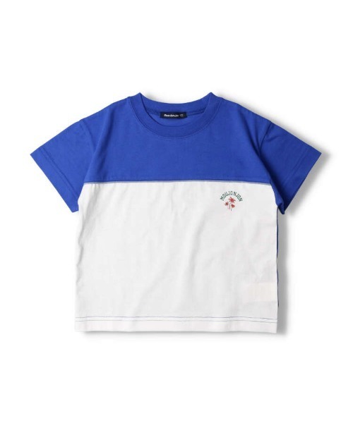 Moujonjon（ムージョンジョン）の「バイカラー切替半袖Tシャツ（Tシャツ/カットソー・キッズ・ブルー/イエロー・80/90/100/110/120/130/140）」の7枚目の写真