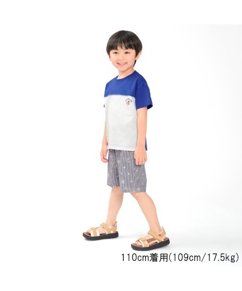Moujonjon（ムージョンジョン）の「バイカラー切替半袖Tシャツ（Tシャツ/カットソー・キッズ・ブルー/イエロー・80/90/100/110/120/130/140）」の9枚目の写真