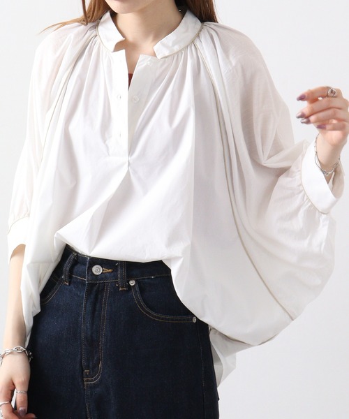 Anna Nicola(アンナニコラ)の「Anna Nicola パイピング配色ブラウス(シャツ/ブラウス・レディース・ブラック/オフホワイト・38)」の1枚目の写真
