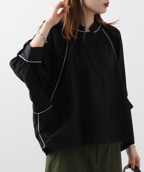 Anna Nicola(アンナニコラ)の「Anna Nicola パイピング配色ブラウス(シャツ/ブラウス・レディース・ブラック/オフホワイト・38)」の10枚目の写真