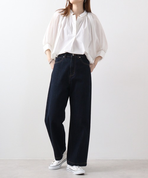 Anna Nicola(アンナニコラ)の「Anna Nicola パイピング配色ブラウス(シャツ/ブラウス・レディース・ブラック/オフホワイト・38)」の6枚目の写真
