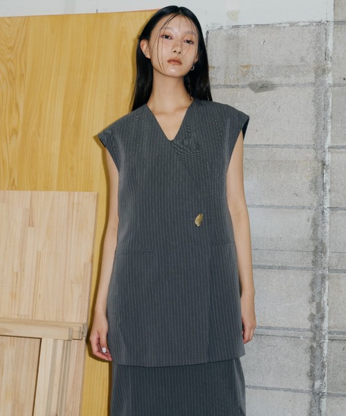 セール】back sheer gilet setup dress / バックシアージレ