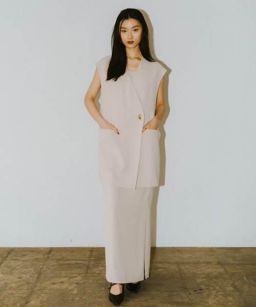 セール】バックシアージレセットアップドレス / back sheer gilet