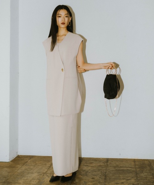 セール】バックシアージレセットアップドレス / back sheer gilet