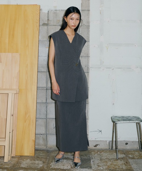 【S】ANDRESD back sheer gilet setup 3点 セール】back sheer gilet setup dress / バックシアージレ