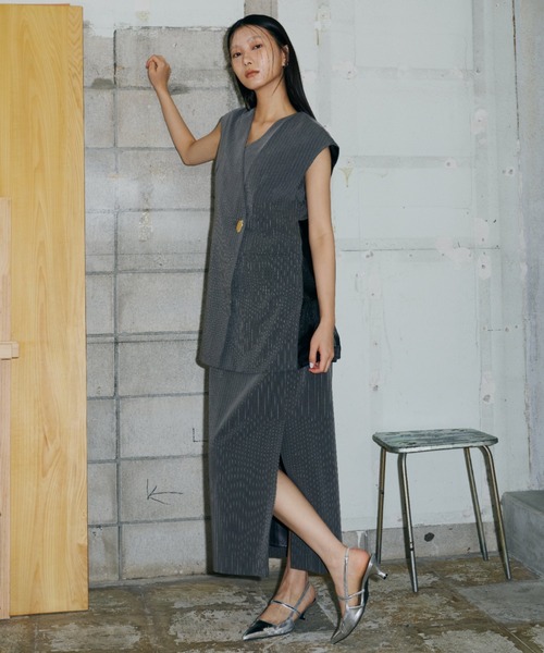 セール】back sheer gilet setup dress / バックシアージレ