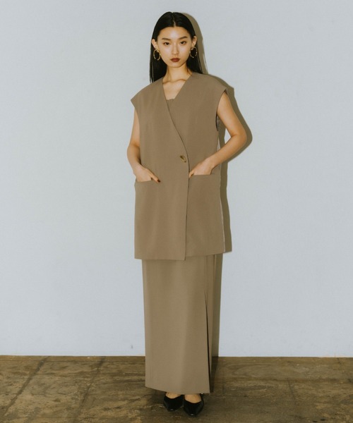 セール】バックシアージレセットアップドレス / back sheer gilet