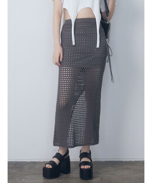 EMODA（エモダ）の「【WEB限定】ポイントリボンクロシェスカート（スカート・レディース・グレー/ホワイト/ブラック・FREE）」の15枚目の写真