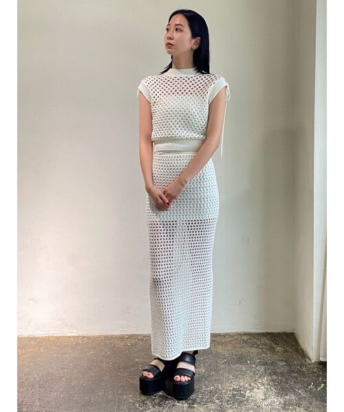 EMODA（エモダ）の「【WEB限定】ポイントリボンクロシェスカート（スカート・レディース・グレー/ホワイト/ブラック・FREE）」の19枚目の写真