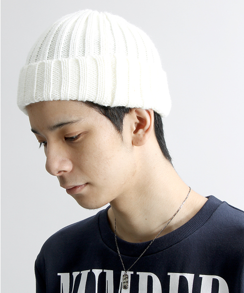WEGO(ウィゴー)の「◆WEGO/リブニットキャップ(ニットキャップ/ビーニー・メンズ・ネイビー/ホワイト/ワイン/ブラック/杢グレー/カーキ・FREE)」の2枚目の写真
