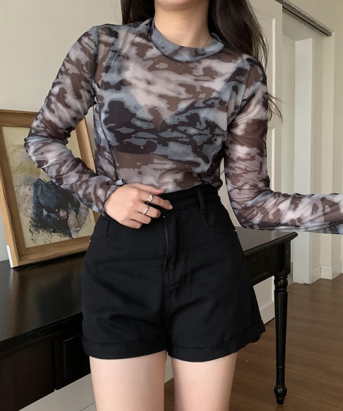 SHEPP(シープ)の「パイピング タイダイシアー ハイネックトップス(Tシャツ/カットソー・レディース・その他1/その他2・F)」の5枚目の写真