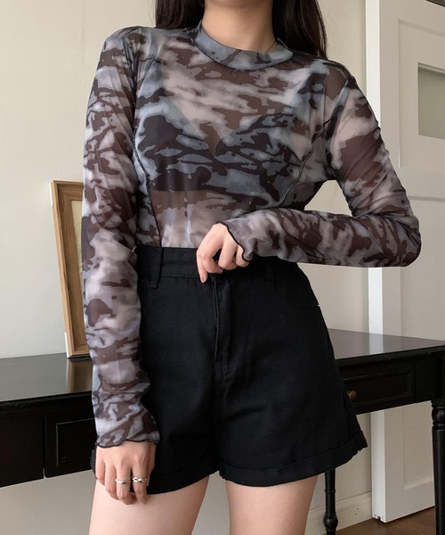 SHEPP(シープ)の「パイピング タイダイシアー ハイネックトップス(Tシャツ/カットソー・レディース・その他1/その他2・F)」の6枚目の写真