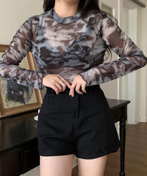 SHEPP(シープ)の「パイピング タイダイシアー ハイネックトップス(Tシャツ/カットソー・レディース・その他1/その他2・F)」の14枚目の写真