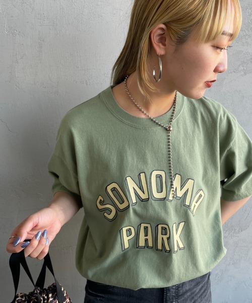 FUNG（ファング）の「[FUNG/ファング] SONOMA PARK カットオフプリントTシャツ（Tシャツ/カットソー・レディース・ホワイト/モスグリーン・M）」の2枚目の写真