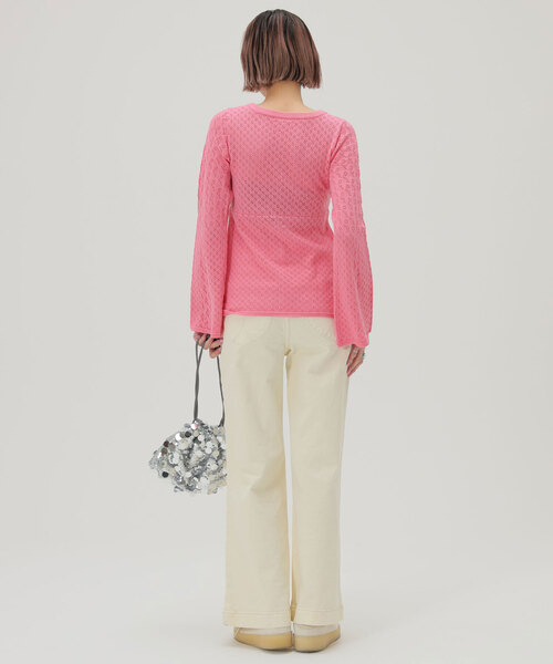 SLOBE citron.（スローブシトロン）の「SLOBE citron. フラワーレースニットカーディガン（カーディガン/ボレロ・レディース・ホワイト/ピンク・FREE）」の8枚目の写真