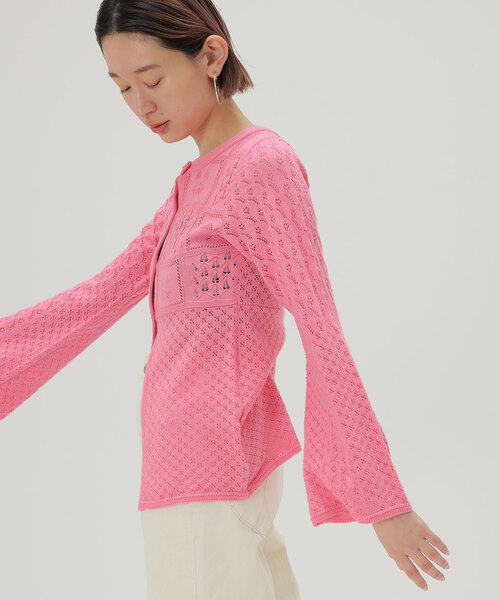 SLOBE citron.（スローブシトロン）の「SLOBE citron. フラワーレースニットカーディガン（カーディガン/ボレロ・レディース・ホワイト/ピンク・FREE）」の11枚目の写真