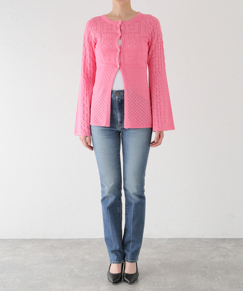 SLOBE citron.（スローブシトロン）の「SLOBE citron. フラワーレースニットカーディガン（カーディガン/ボレロ・レディース・ホワイト/ピンク・FREE）」の12枚目の写真