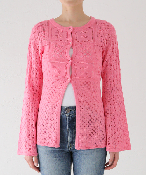 SLOBE citron.（スローブシトロン）の「SLOBE citron. フラワーレースニットカーディガン（カーディガン/ボレロ・レディース・ホワイト/ピンク・FREE）」の13枚目の写真