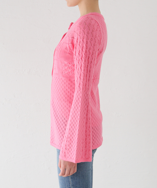 SLOBE citron.（スローブシトロン）の「SLOBE citron. フラワーレースニットカーディガン（カーディガン/ボレロ・レディース・ホワイト/ピンク・FREE）」の14枚目の写真