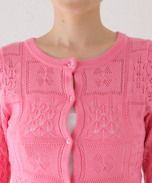SLOBE citron.（スローブシトロン）の「SLOBE citron. フラワーレースニットカーディガン（カーディガン/ボレロ・レディース・ホワイト/ピンク・FREE）」の16枚目の写真
