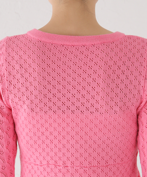 SLOBE citron.（スローブシトロン）の「SLOBE citron. フラワーレースニットカーディガン（カーディガン/ボレロ・レディース・ホワイト/ピンク・FREE）」の17枚目の写真