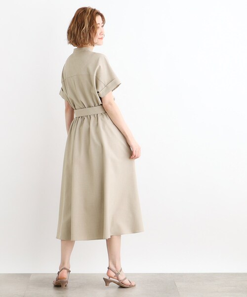 grove（グローブ）の「◆【夏に嬉しい機能付き】麻調シャツ×スカートSET UP（セットアップ・レディース・キャメル/ネイビー/ベージュ・05/04/03/02/01）」の5枚目の写真