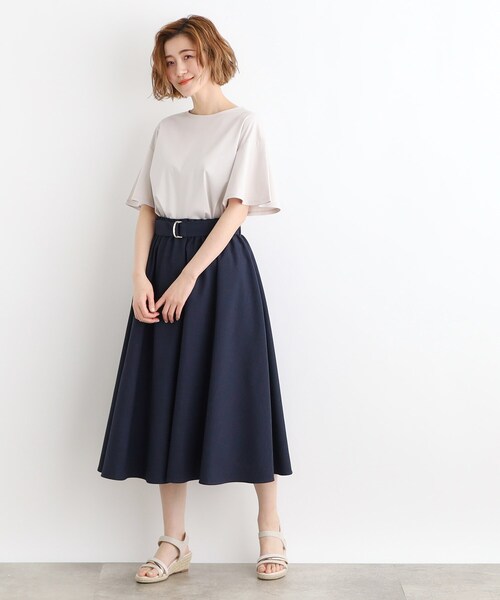 grove（グローブ）の「◆【夏に嬉しい機能付き】麻調シャツ×スカートSET UP（セットアップ・レディース・キャメル/ネイビー/ベージュ・05/04/03/02/01）」の18枚目の写真