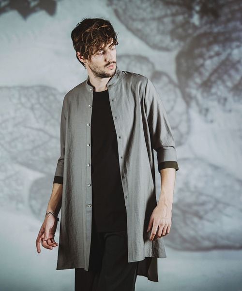 NO ID.(ノーアイディ)の「【NO ID.】Band Collar Changing Long Sheer Shirt / バンド カラー チェンジング ロング シアー シャツ(シャツ/ブラウス・メンズ・ホワイト/ブラック/グレー・1/2)」の8枚目の写真