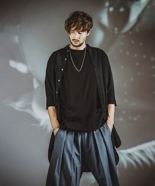 NO ID.(ノーアイディ)の「【NO ID.】Band Collar Changing Long Sheer Shirt / バンド カラー チェンジング ロング シアー シャツ(シャツ/ブラウス・メンズ・ホワイト/ブラック/グレー・1/2)」の11枚目の写真
