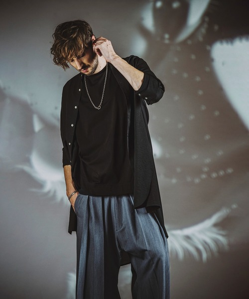 NO ID.(ノーアイディ)の「【NO ID.】Band Collar Changing Long Sheer Shirt / バンド カラー チェンジング ロング シアー シャツ(シャツ/ブラウス・メンズ・ホワイト/ブラック/グレー・1/2)」の12枚目の写真