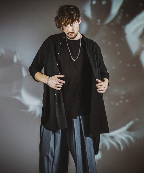 NO ID.(ノーアイディ)の「【NO ID.】Band Collar Changing Long Sheer Shirt / バンド カラー チェンジング ロング シアー シャツ(シャツ/ブラウス・メンズ・ホワイト/ブラック/グレー・1/2)」の15枚目の写真