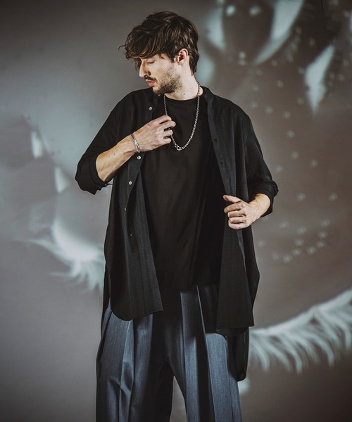 NO ID.(ノーアイディ)の「【NO ID.】Band Collar Changing Long Sheer Shirt / バンド カラー チェンジング ロング シアー シャツ(シャツ/ブラウス・メンズ・ホワイト/ブラック/グレー・1/2)」の16枚目の写真