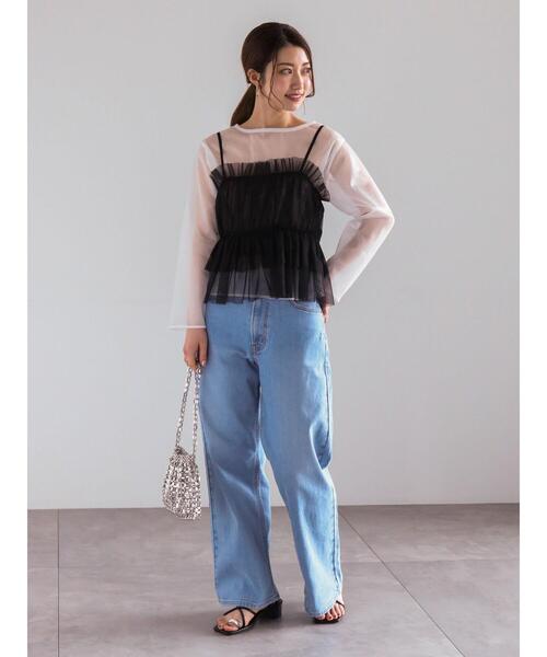 チュールキャミブラウス Te chichi（テチチ）の「チュールティアードギャザーキャミ