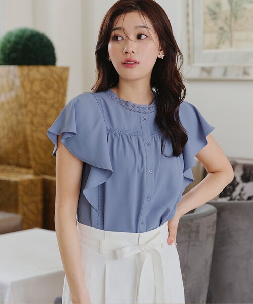 【洗える】フレアスリーブレースブラウス（シャツ/ブラウス）｜Tiaclasse（ティアクラッセ）