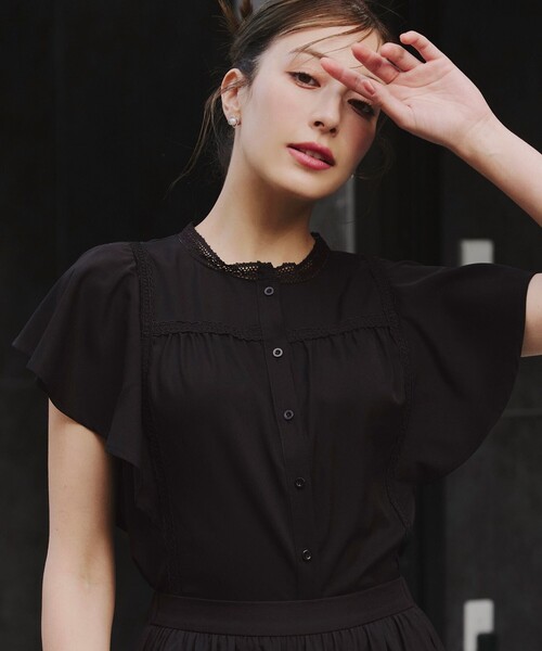 【洗える】フレアスリーブレースブラウス（シャツ/ブラウス）｜Tiaclasse（ティアクラッセ）