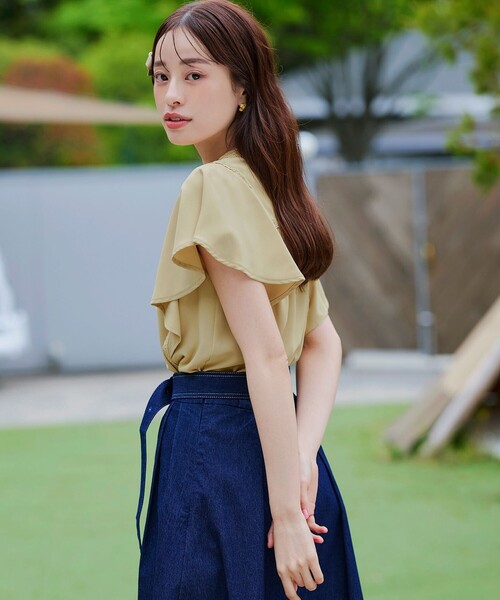 【洗える】フレアスリーブレースブラウス（シャツ/ブラウス）｜Tiaclasse（ティアクラッセ）