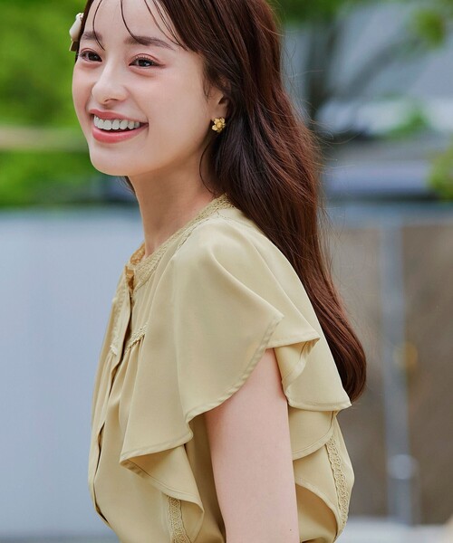 【洗える】フレアスリーブレースブラウス（シャツ/ブラウス）｜Tiaclasse（ティアクラッセ）