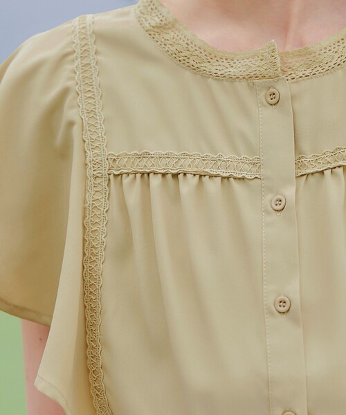 【洗える】フレアスリーブレースブラウス（シャツ/ブラウス）｜Tiaclasse（ティアクラッセ）