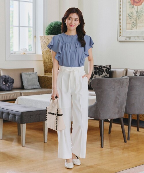 【洗える】フレアスリーブレースブラウス（シャツ/ブラウス）｜Tiaclasse（ティアクラッセ）