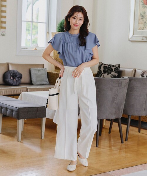 【洗える】フレアスリーブレースブラウス（シャツ/ブラウス）｜Tiaclasse（ティアクラッセ）