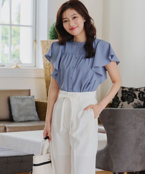 【洗える】フレアスリーブレースブラウス（シャツ/ブラウス）｜Tiaclasse（ティアクラッセ）