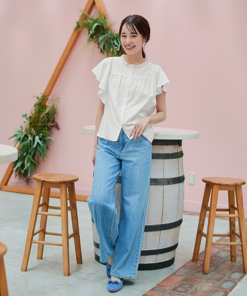 【洗える】フレアスリーブレースブラウス（シャツ/ブラウス）｜Tiaclasse（ティアクラッセ）