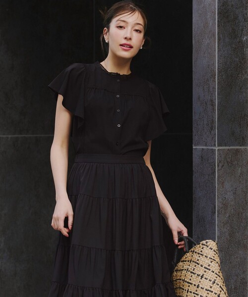 【洗える】フレアスリーブレースブラウス（シャツ/ブラウス）｜Tiaclasse（ティアクラッセ）