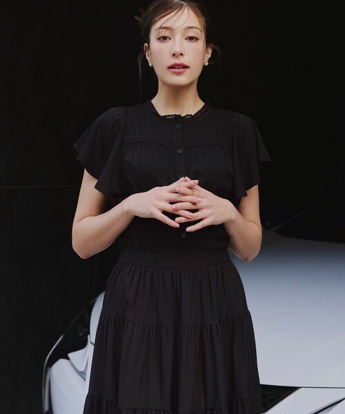 【洗える】フレアスリーブレースブラウス（シャツ/ブラウス）｜Tiaclasse（ティアクラッセ）