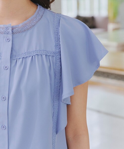 【洗える】フレアスリーブレースブラウス（シャツ/ブラウス）｜Tiaclasse（ティアクラッセ）