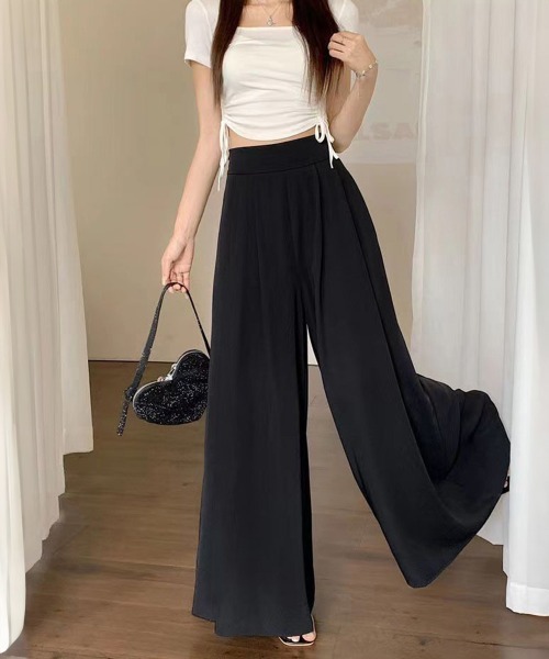 Miniministore（ミニミニストア）の「タック入りスカンツワイドパンツレディース（スラックス・レディース・ブラック/ベージュ/ライトブルー・M/L/S）」の4枚目の写真