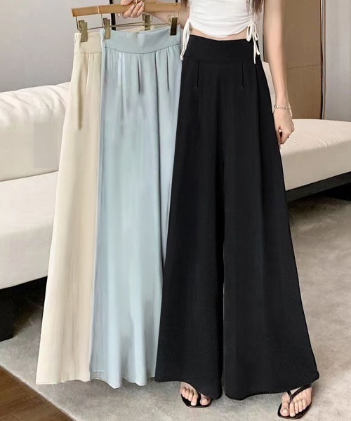 Miniministore（ミニミニストア）の「タック入りスカンツワイドパンツレディース（スラックス・レディース・ブラック/ベージュ/ライトブルー・M/L/S）」の5枚目の写真