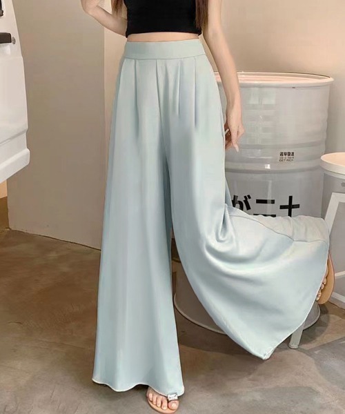 Miniministore（ミニミニストア）の「タック入りスカンツワイドパンツレディース（スラックス・レディース・ブラック/ベージュ/ライトブルー・M/L/S）」の8枚目の写真