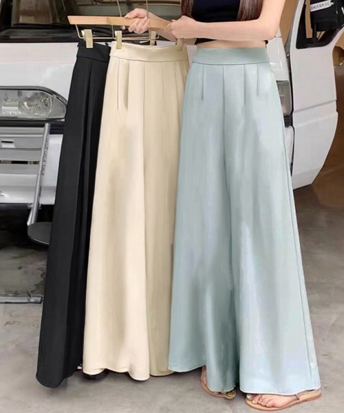 Miniministore（ミニミニストア）の「タック入りスカンツワイドパンツレディース（スラックス・レディース・ブラック/ベージュ/ライトブルー・M/L/S）」の10枚目の写真